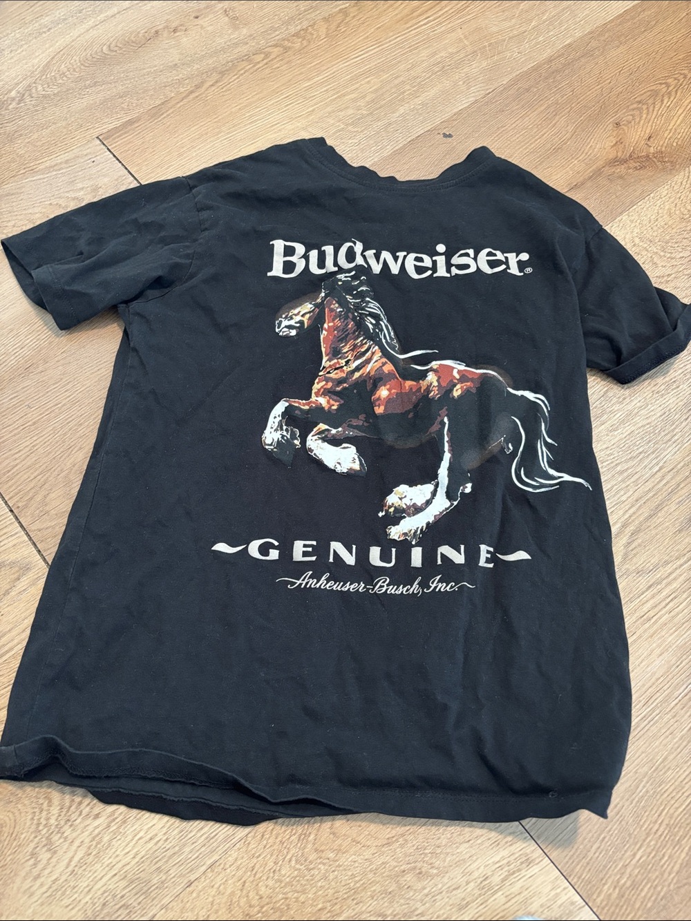 Budweiser Black Tee with Prancing Horse Graphic